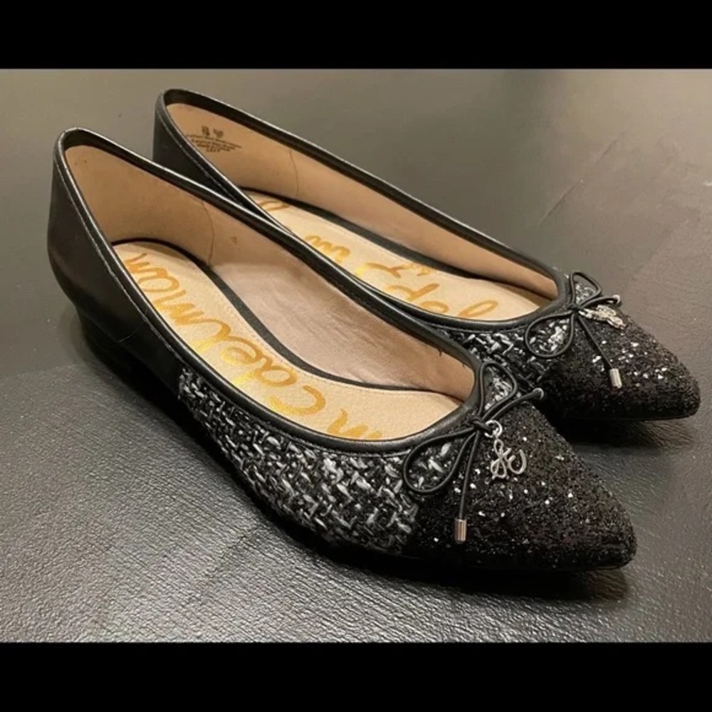 Sam Edelman Lilly Glitter Tweed pointed flats Size 8.5